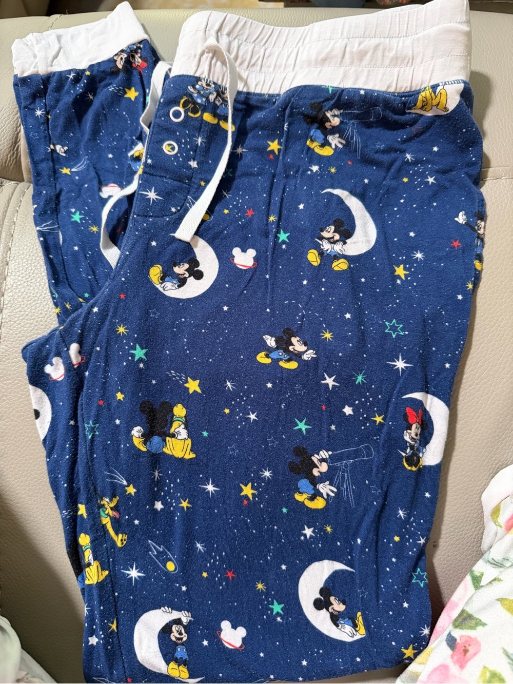 Little Sleepies Disney Navy Mickey Mouse Star/Moon Pajama Pants size S VGUC